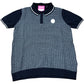 Short Sleeve Polo Shirt Size 14-15 Years Stylish Cotton Navy Patterned