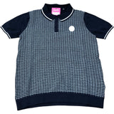 Short Sleeve Polo Shirt Size 14-15 Years Stylish Cotton Navy Patterned