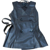 River Island Studio Brown Faux Leather Double Breasted Vest Size UK12 Women's