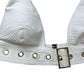 River Island Poolside Women's Cream Bikini Top Ribbed Design Gold Details Size 8