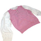 River Island UK8 Women's Pink Sweater Top With White Long Sleeves And Buttons