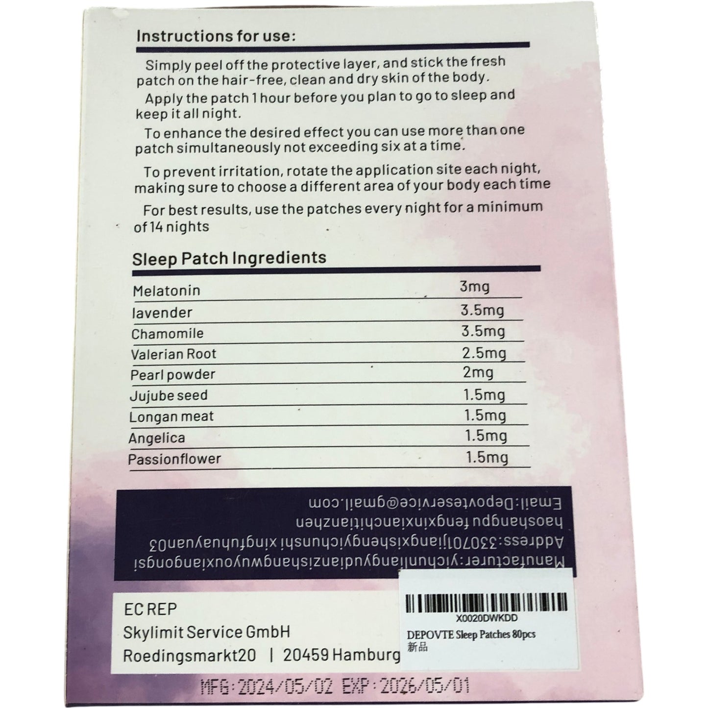 Depovte Sleep Well Lavender Chamomile Sleep Patches 60Pcs Drug Free Relief