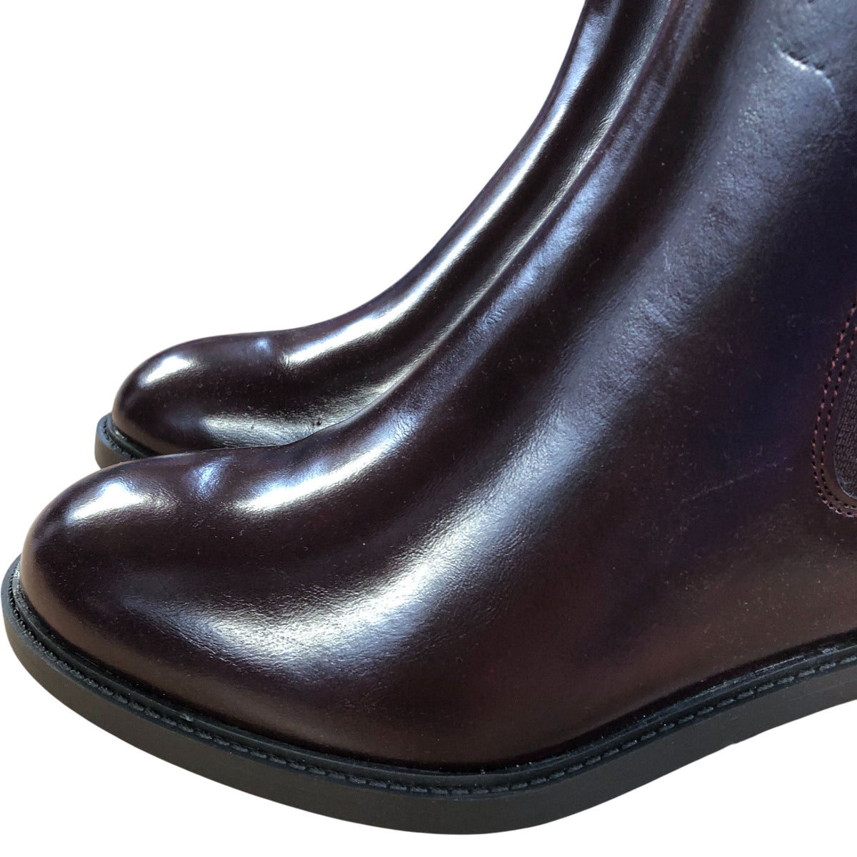 Wide Fit Ankle Boots Burgundy Faux Patent Leather Size 6