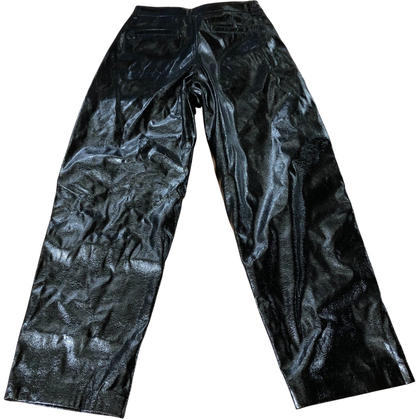 Branded High Shine Black Trousers Women's Faux Leather UK8