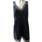 Lace Trim Black Slip Dress UK16 Women's Elegant V Neck Adjustable Straps