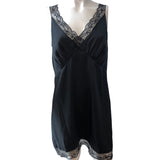Lace Trim Black Slip Dress UK16 Women's Elegant V Neck Adjustable Straps