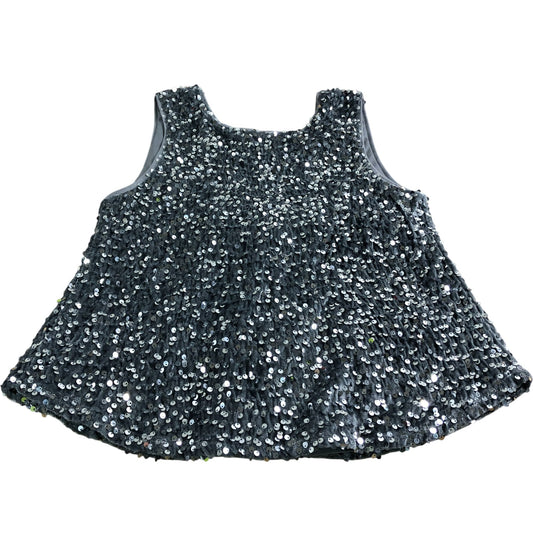 River Island Silver Sequin Sleeveless Bow Top UK 8 Women's Party Wear
