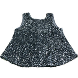 River Island Silver Sequin Sleeveless Bow Top UK 8 Women's Party Wear