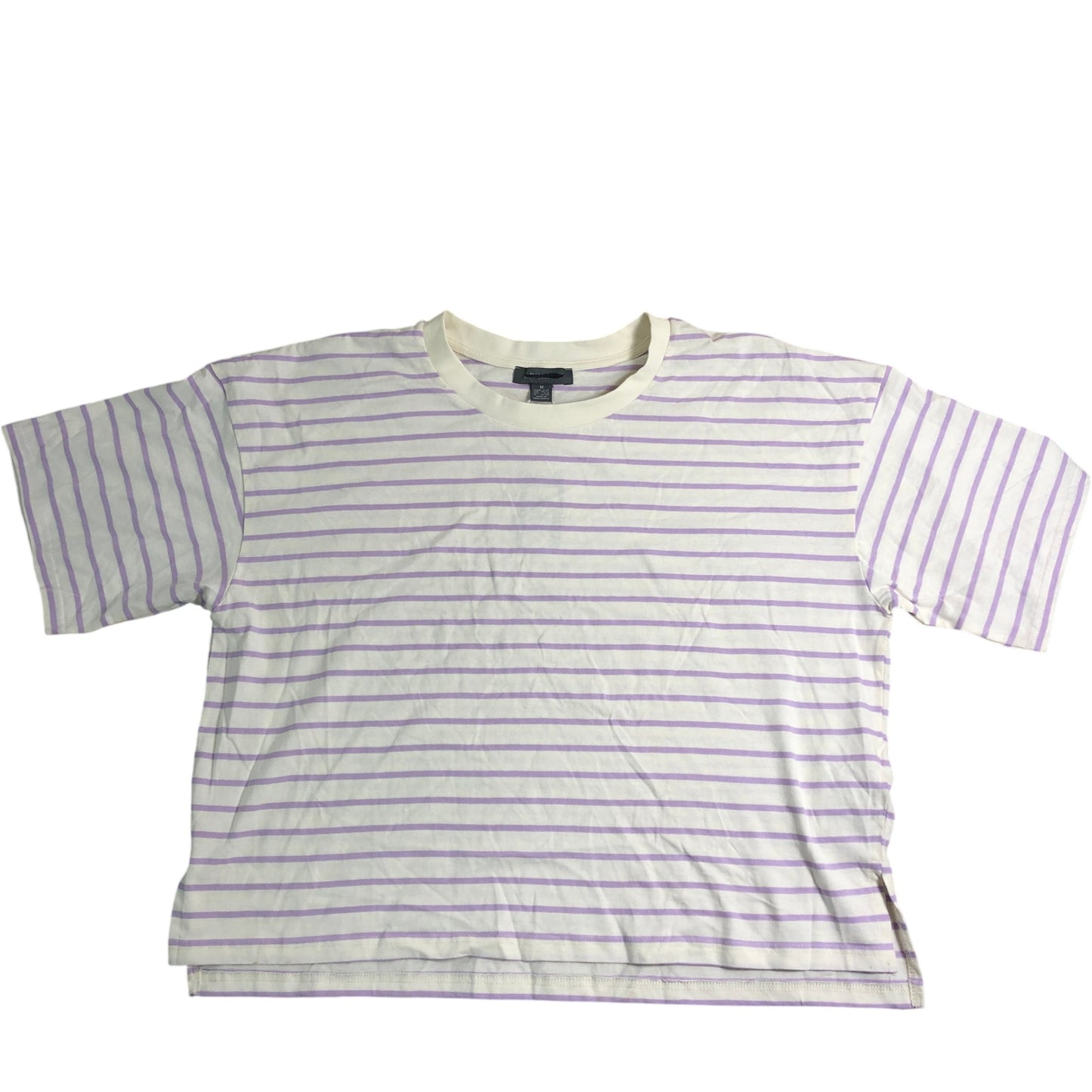 Women's Boxy Fit Over Sized Purple Striped T-Shirt