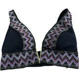 River Island Women's UK8 Swimwear Bikini Top Black Pink Patterned Detail