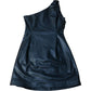 River Island One Shoulder Faux Leather Black Mini Dress Size 12