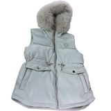 River Island Girls Faux Fur Hooded Padded Gilet UK7-8 Years Kids Cream