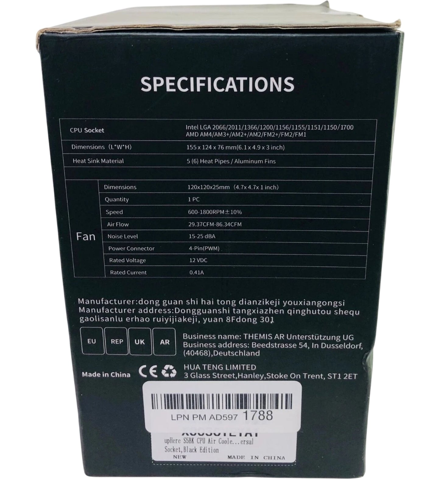 upHere SS5 SS6 CPU Cooler Black Edition Heat Pipe 120mm Cooling Fan