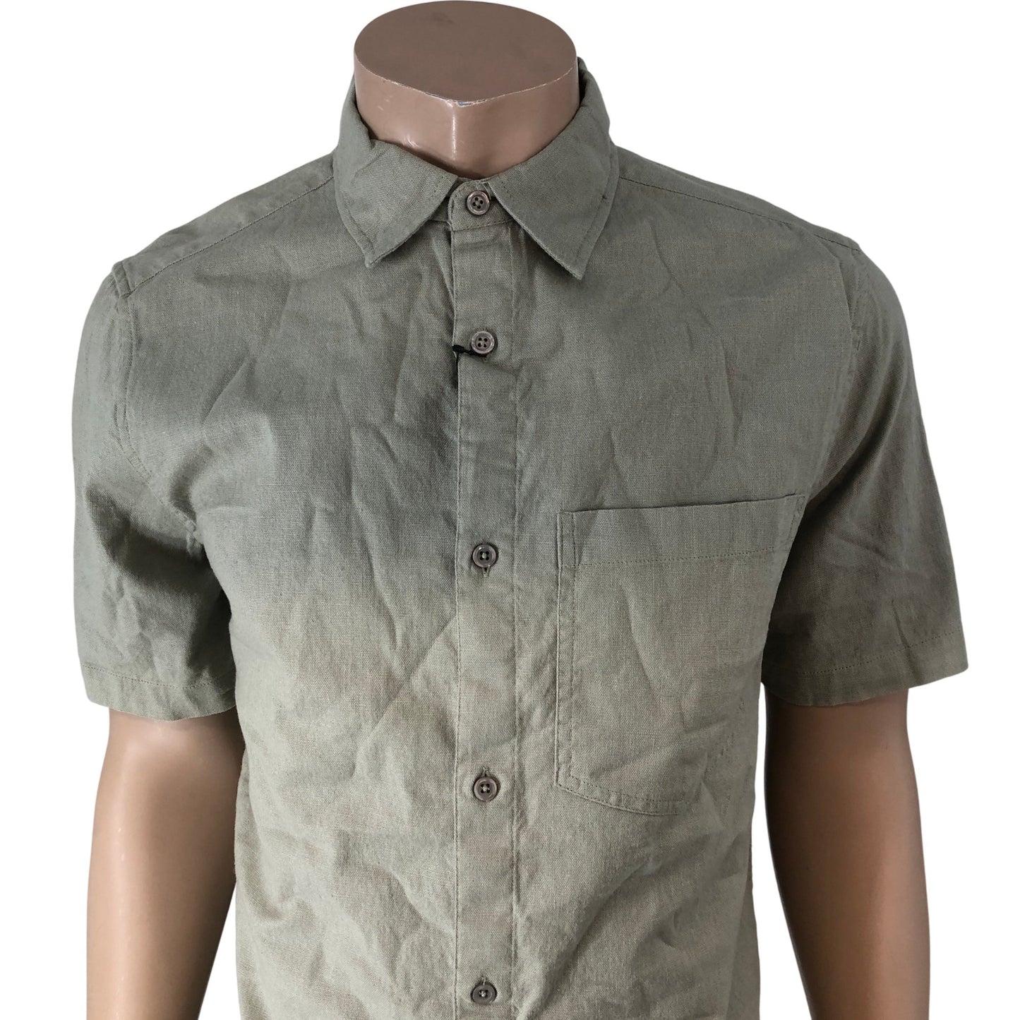 RIVER ISLAND Casual Shirt Size S Men's Short Sleeve Linen Blend Green