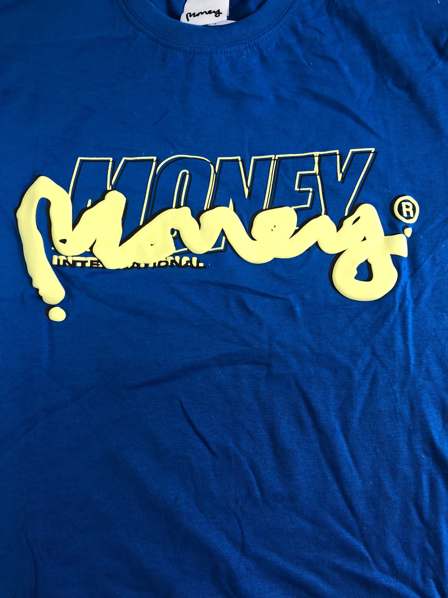 MONEY T-Shirt M Men's Blue Graphic Cotton Short Sleeve Casual Wear