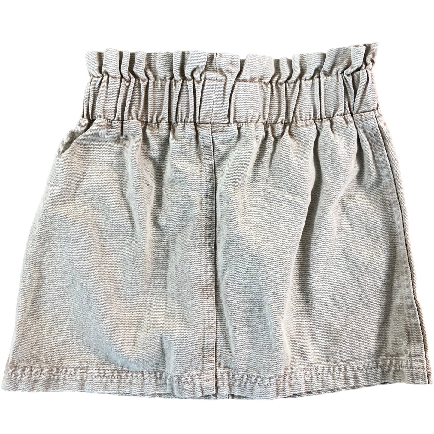 Girls Denim Skirt Size 7-8 Beige Casual Elastic Waist Summer Fashion