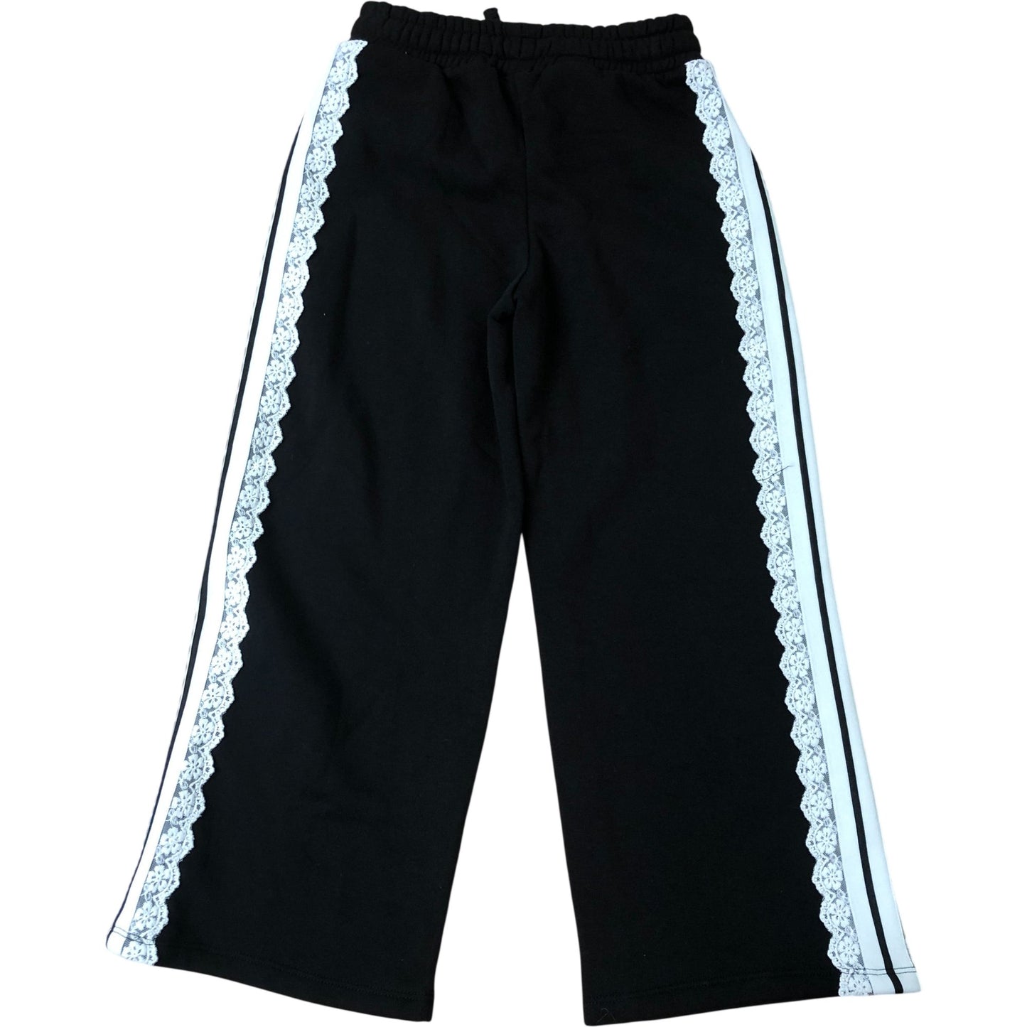 River Island Girls Black Trousers 7-8 Years Lace Detail Athletic Style