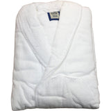 Mens Classic Shawl Robe One Size Cotton Terry Cloth Bathrobe Hotel Spa White