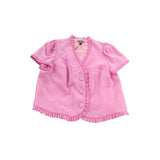 River Island UK10 Women's Pink Blouse Frill Detail Short Sleeve Top