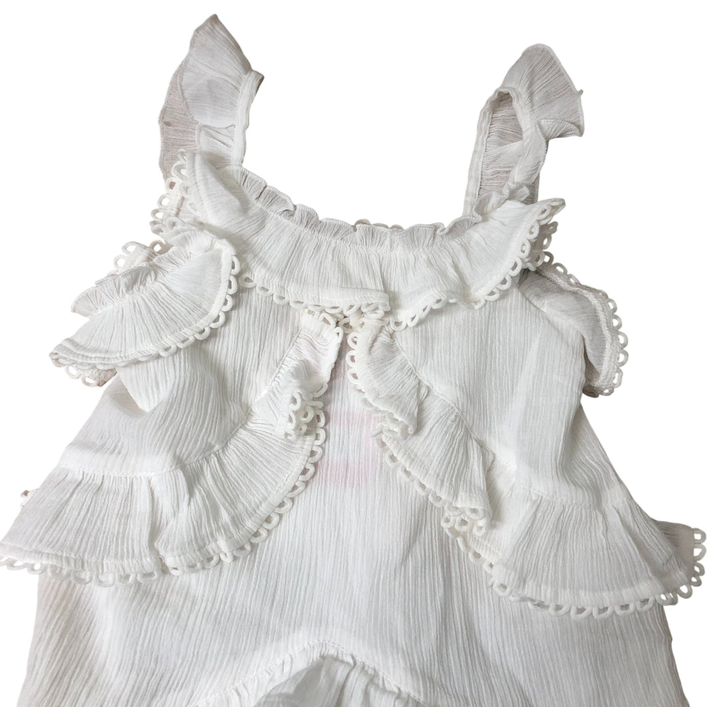 River Island Girls White Ruffle Dress 6 Years Frill Neck Summer Style