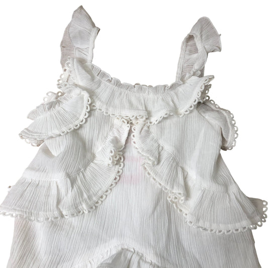 River Island Girls White Ruffle Dress 6 Years Frill Neck Summer Style