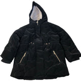 River Island Puffer Jacket Women's Black Heart Quilted Warm Hooded 5-6 Years