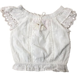 River Island Girls White Blouse UK2-3 Years Cotton Ruffled Lace Trim Top