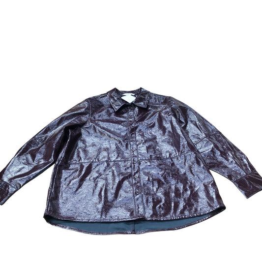 Shirt Women's Long Sleeve Burgundy Shiny Top UK16