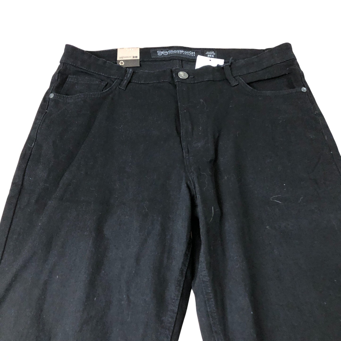Crosshatch 36W 31L Men's Slim Fit Black Jeans Cotton Blend Stretch Denim