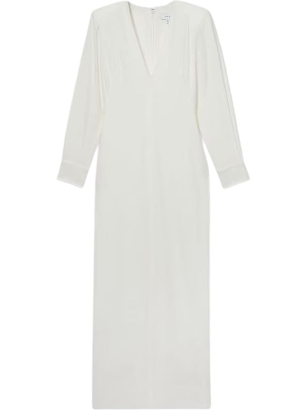 Women's Hattie V Neck Maxi Dress Cream Elegant Style Size 8