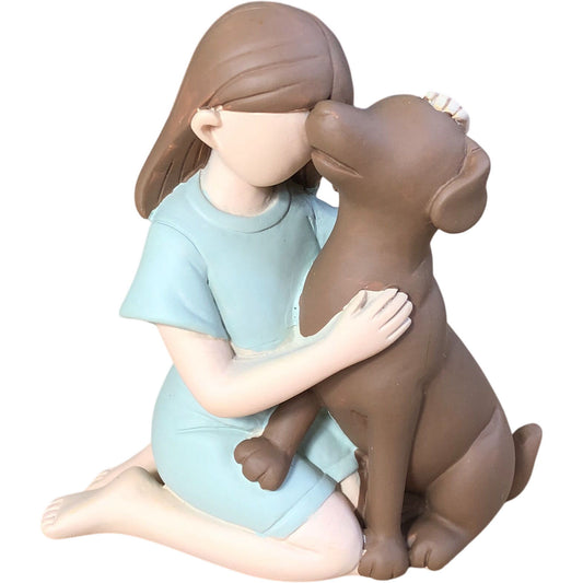 Klycea Girl And Dog Figurine Collectible Decorative Home Decor Item