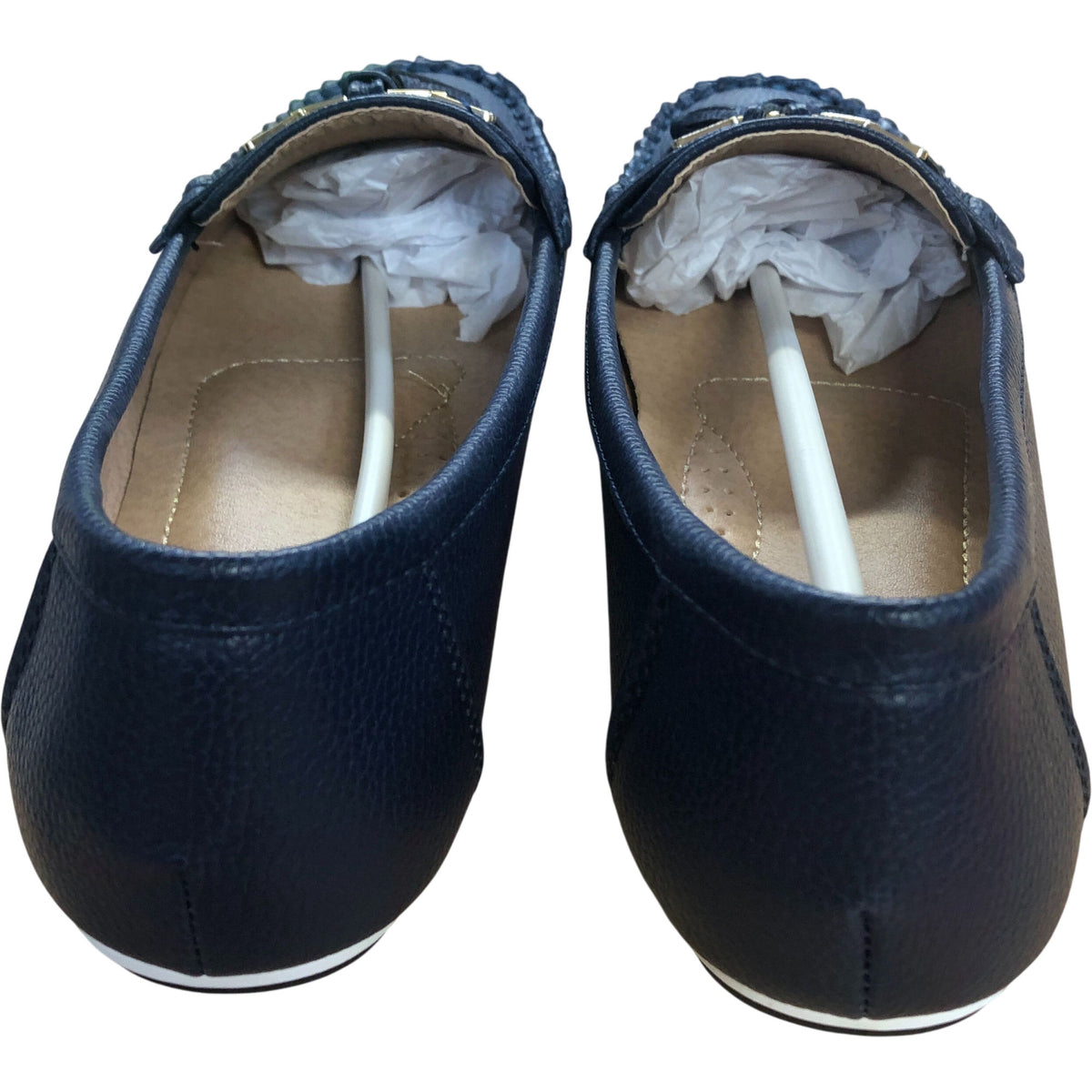 Meckiss Loafers Women Comfy Flats Size UK 7.5 Navy Blue Leather Upper