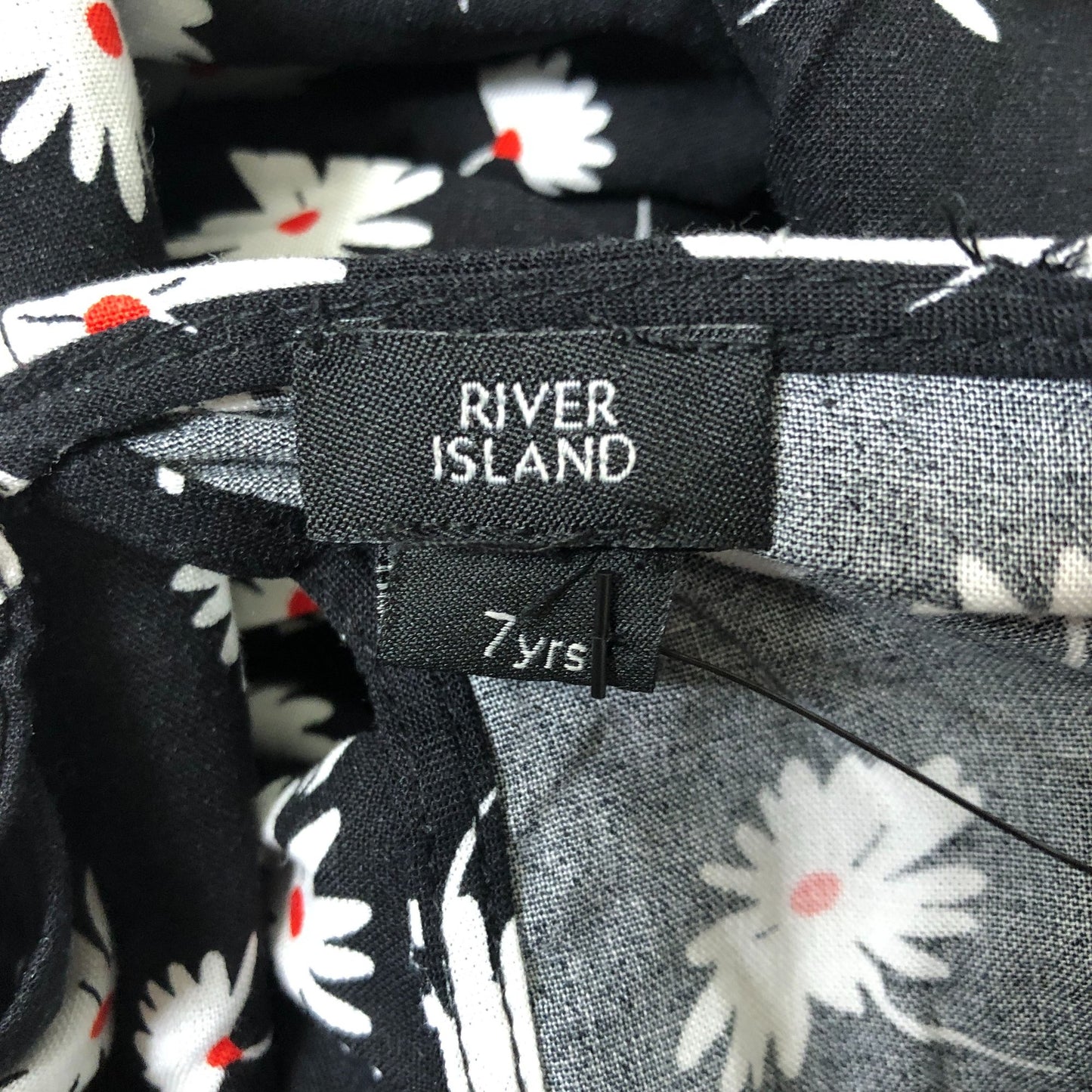 River Island Floral Print Dress Long Sleeve Black White Daisy 7 Years
