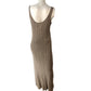 River Island Casual Dress UK16 Women's Sleeveless Long Knit Brown Metallic