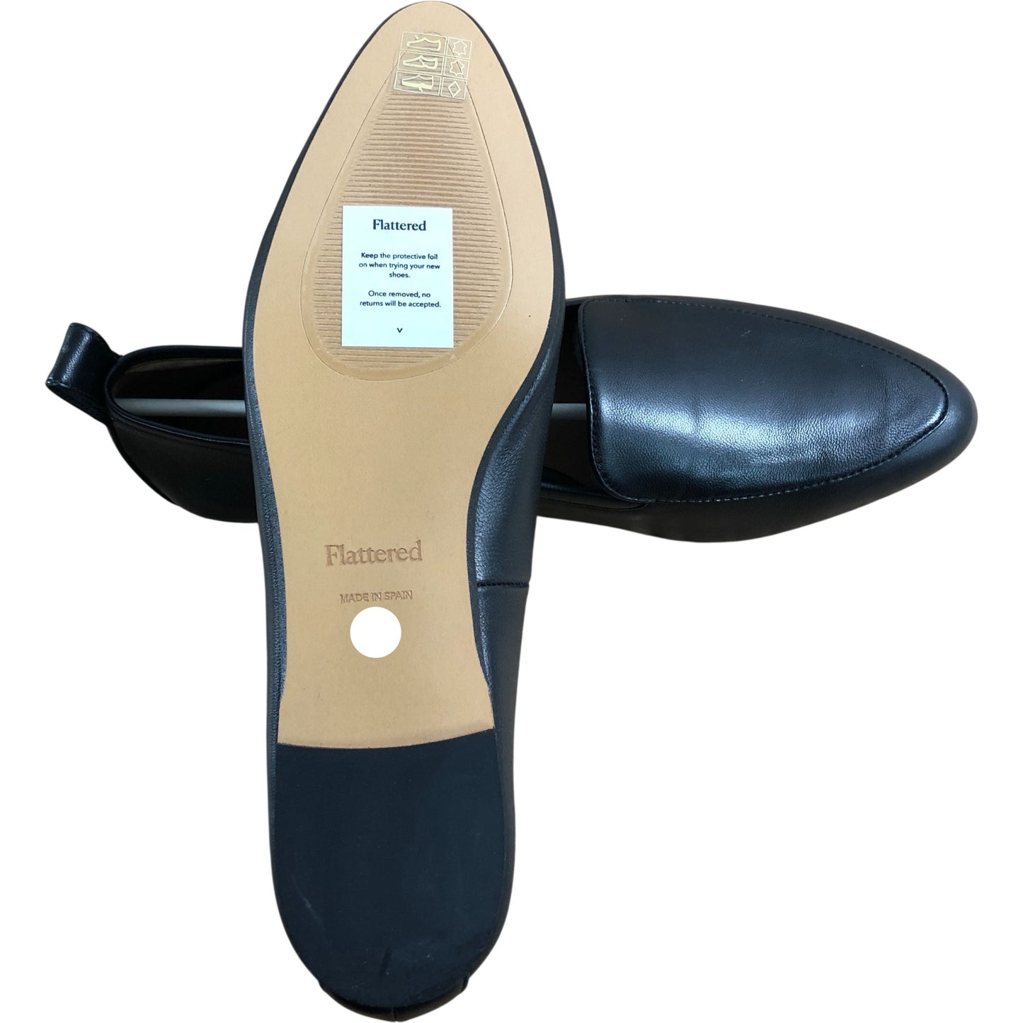 Flattered Casjsa Black Leather Women’s Flats Stylish Pointed Toe Slip On UK4