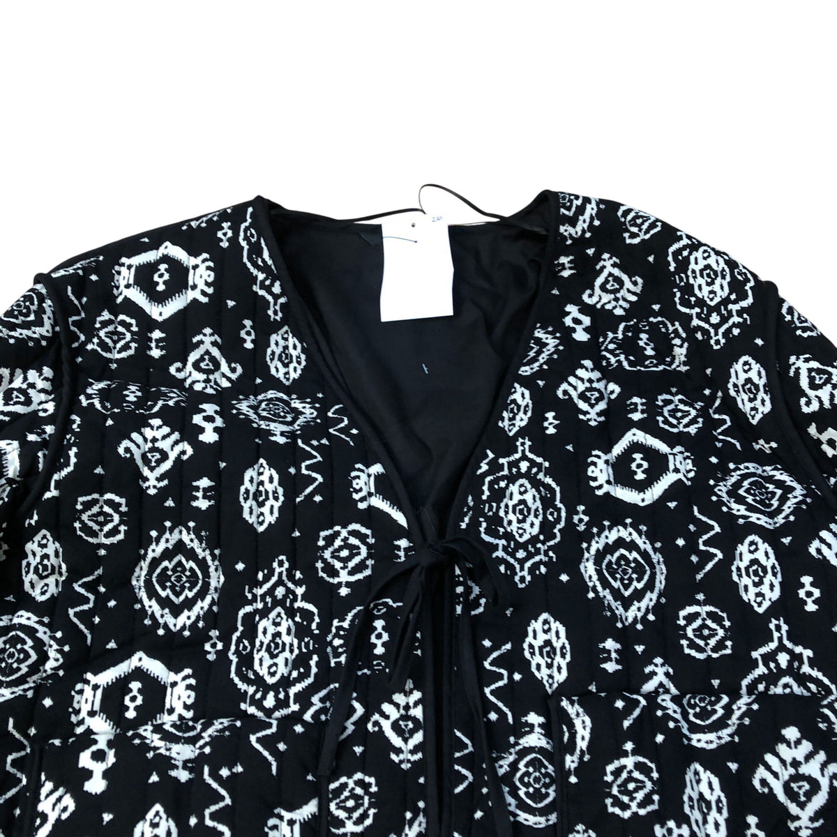 Bohemian Style Black And White Quilted Jacket Women Casual Chic UK16