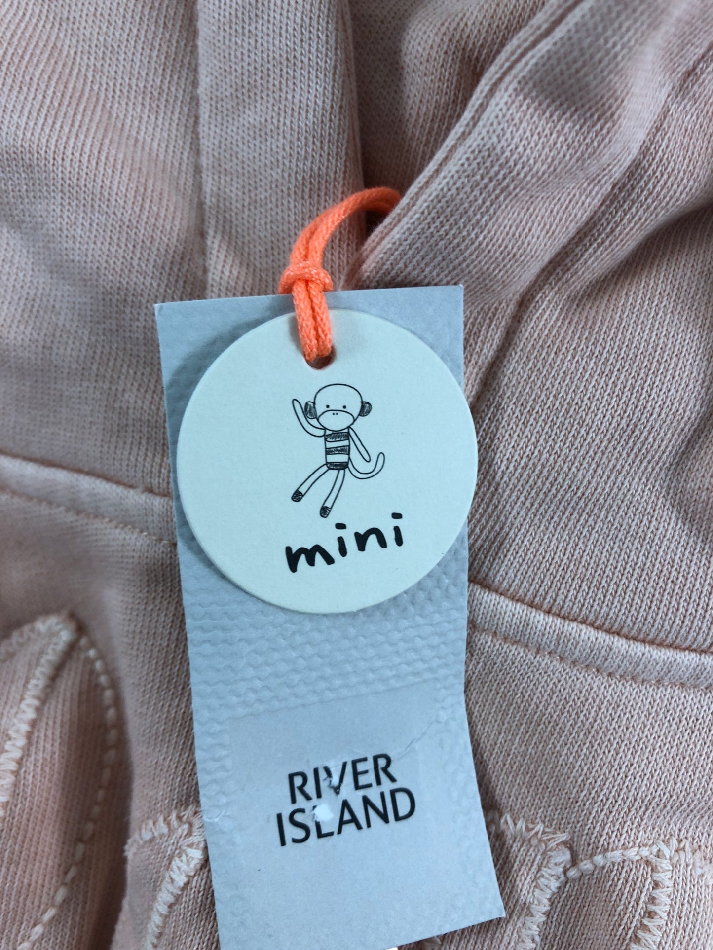 River Island Mini Girls Hoodie Size 4-5 Years Pink Cotton Pullover With Logo