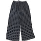 Women's Wide Leg Trousers Black White Patterned 100% Viscose L Regular