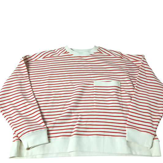 Branded Striped Sweater Red White Cotton Crew Neck Long Sleeve Top Size 12