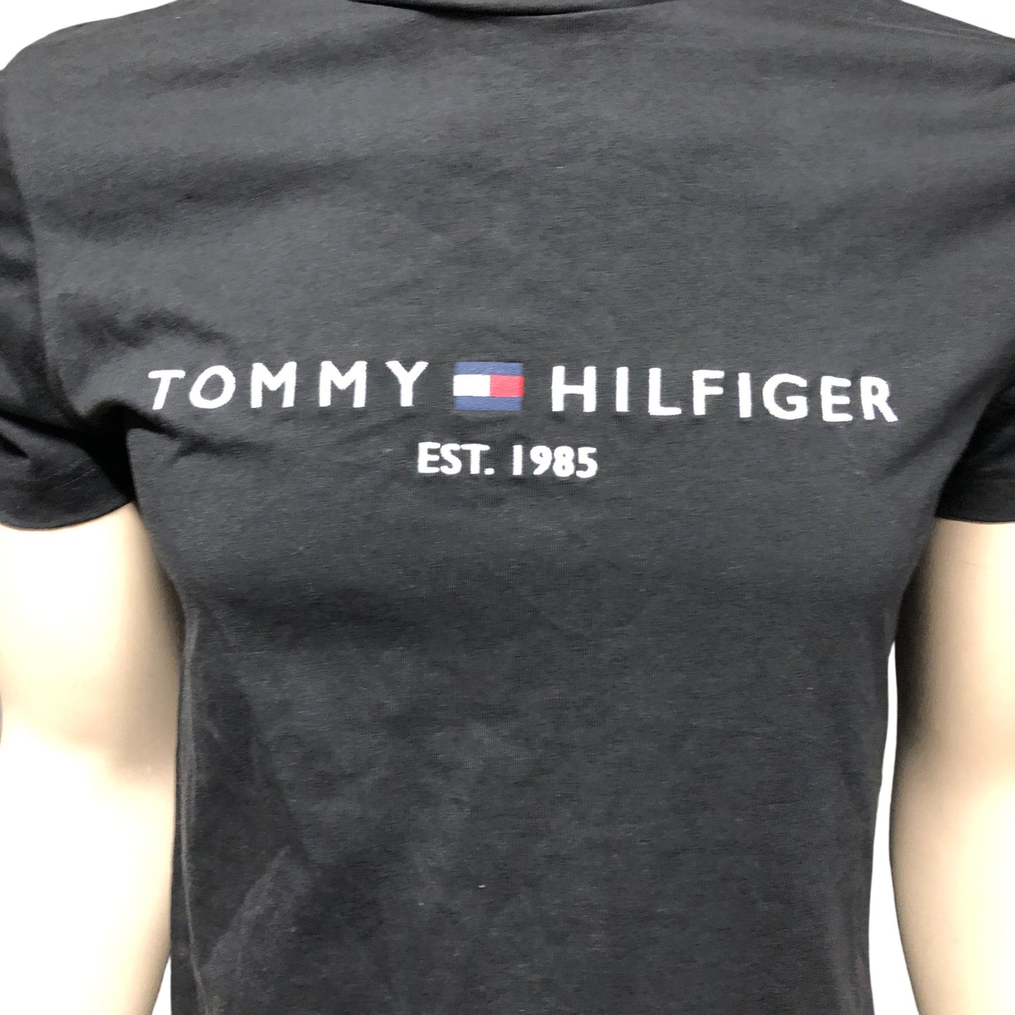 Tommy Hilfiger Black T-Shirt Men's M Organic Cotton Classic Fit Established 1985