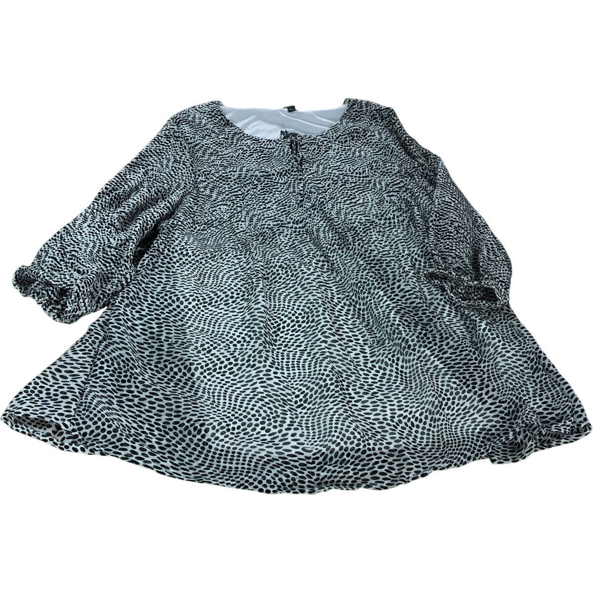 Tunic Top Size 26 Women's Black And White Spots 3/4 Sleeve