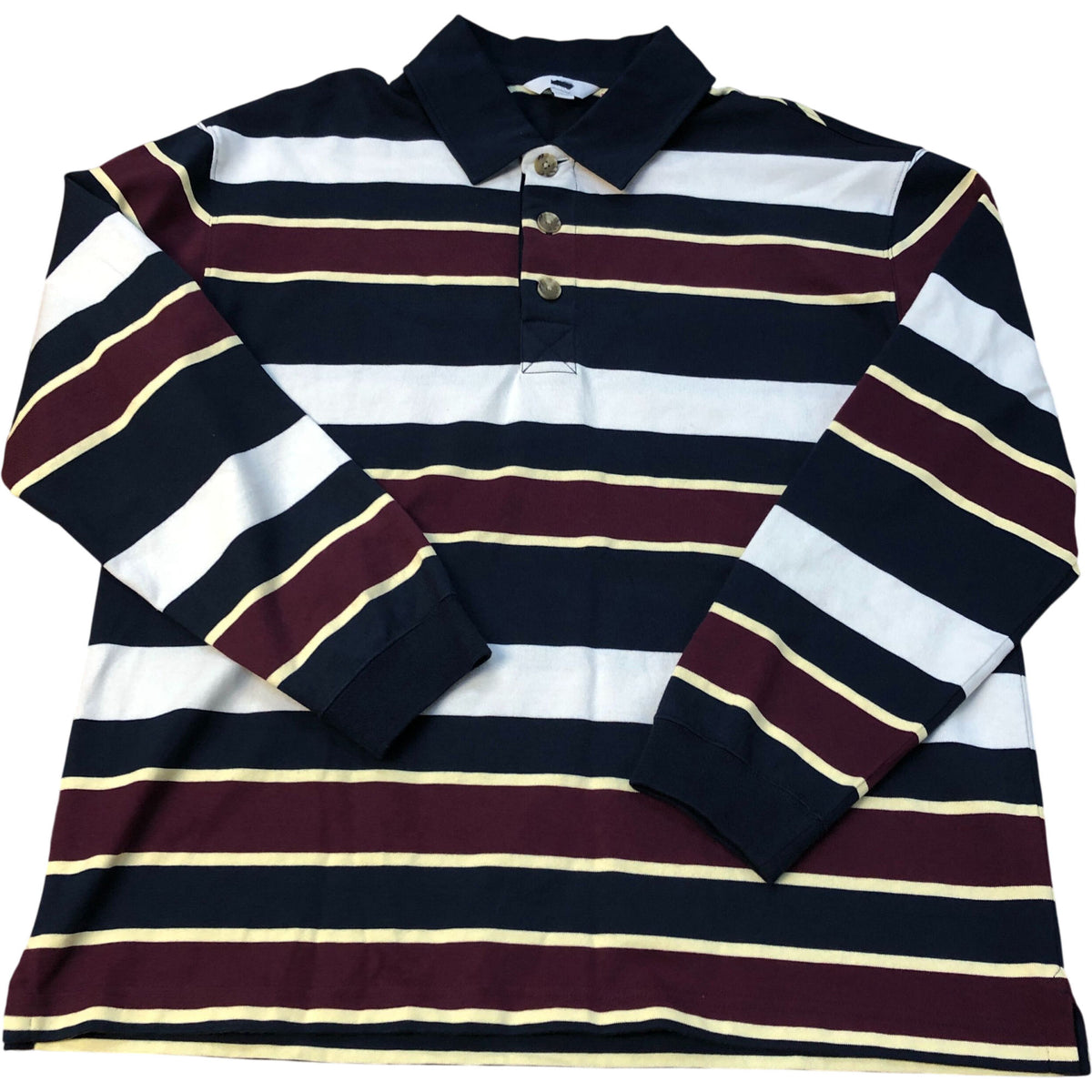 Red & Blue Striped Long Sleeve Polo Shirt Size M