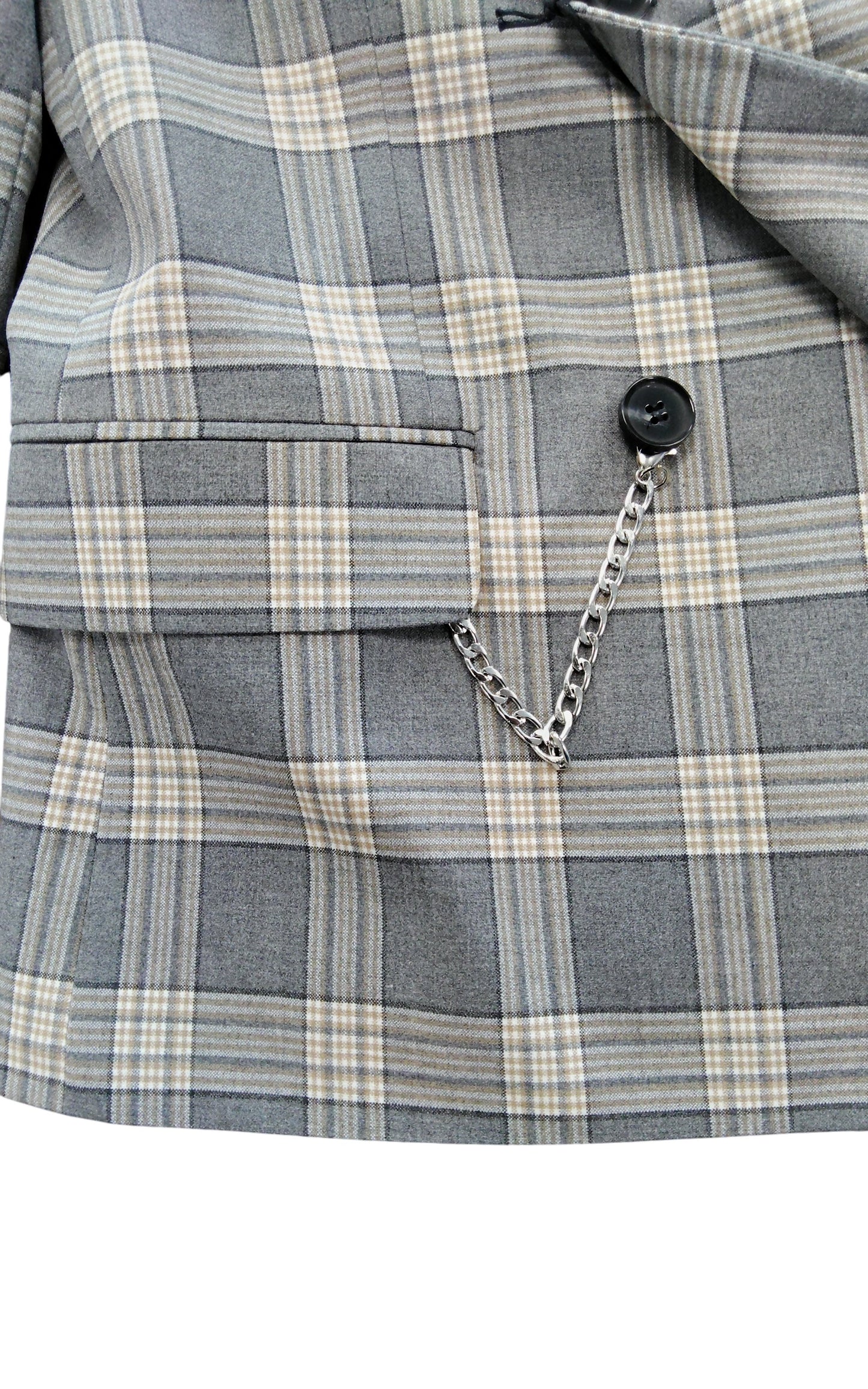 River Island Studios 38R Women's Double Breasted Check Blazer Jacket Grey