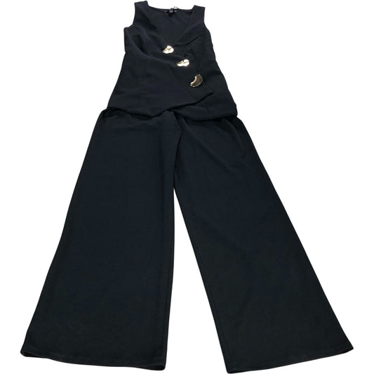 River Island Black Jumpsuit Size Small Women's Sleeveless V Neck Wide Leg