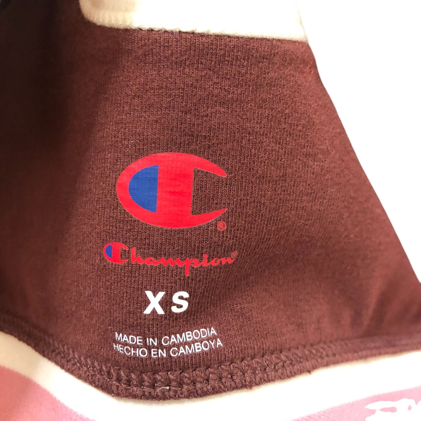 Champion Iconic Bra Top XS Women's Sports Bra Ruby Brown Cream