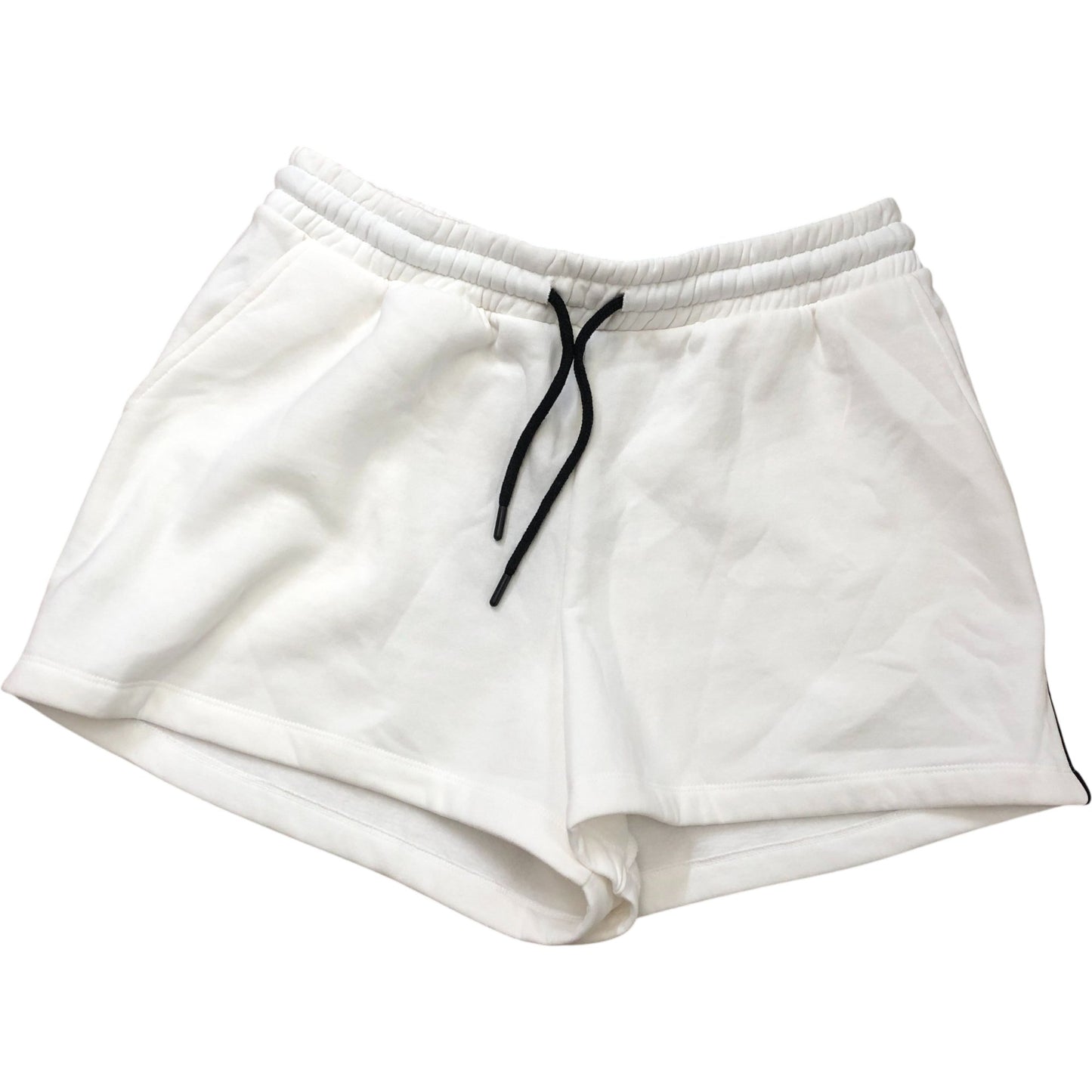 River Island Women's White Sports Shorts Size L With Drawstring and Side Detail