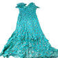 Dress Women's Ruffled V Neck Teal With Gold Foil Detailing UK14