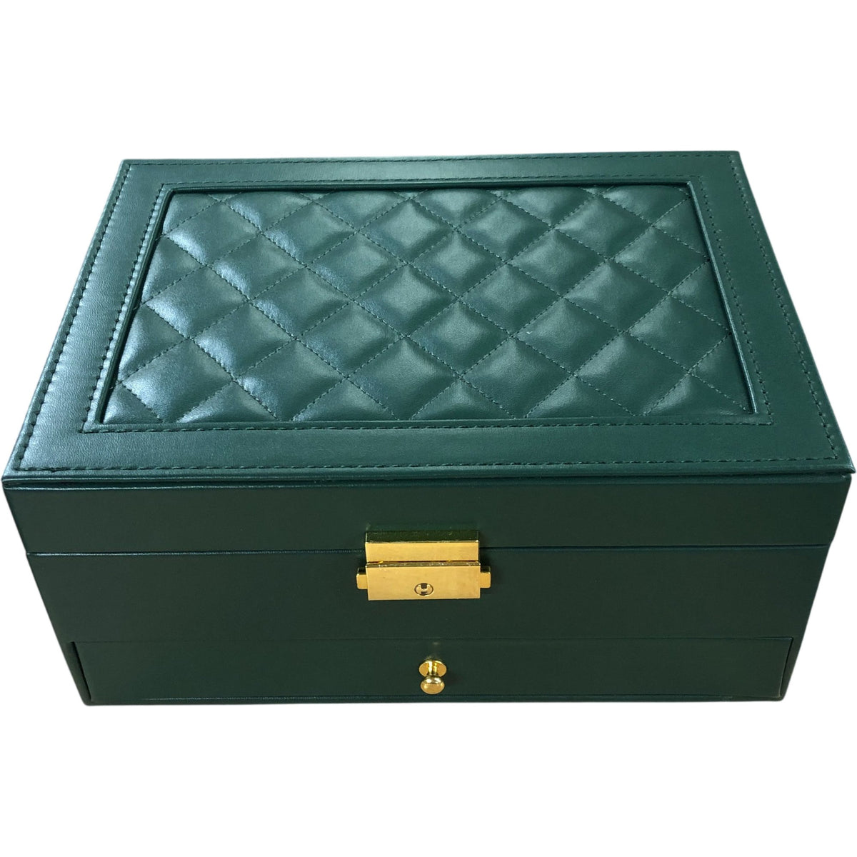 Jewellery Box Dark Green Organiser For Rings Necklaces Bracelets