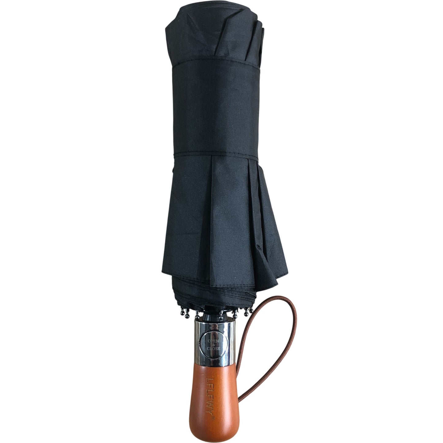 LFLY Black Automatic Folding Umbrella Travel Size Compact Waterproof