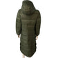 Tog24 Women's Puffer Jacket Olive Green Long Coat Hooded Warm Size 8